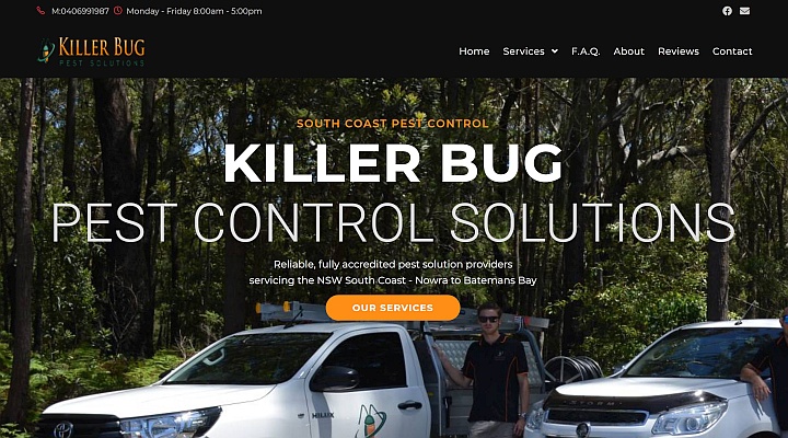 Killer Bug Pest Solutions - website design